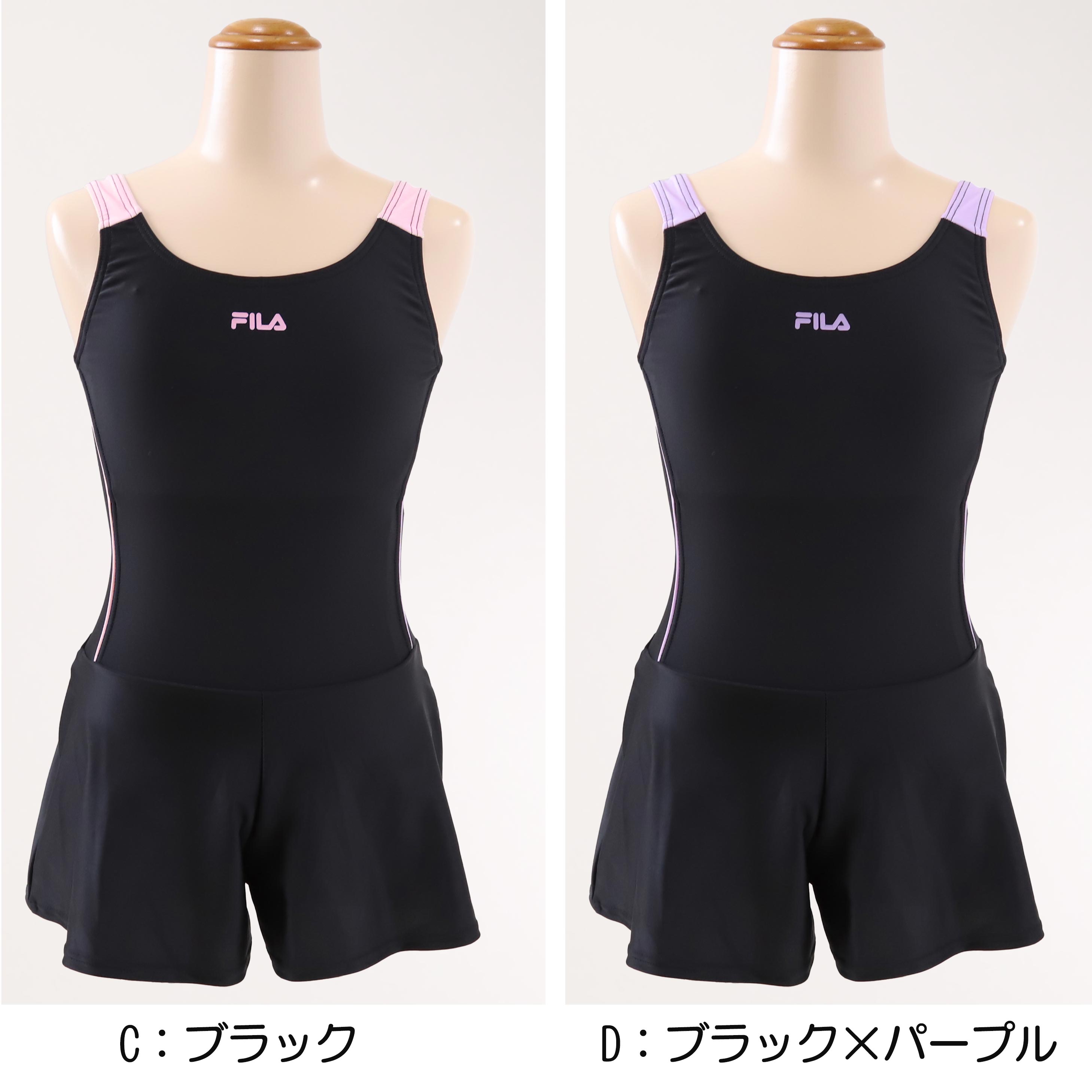 スクール水着 女の子 キュロット キッズ 水着 子供 FILA 120cm～180cm 女子 水泳 プール 夏 ワンピース シンプル 学校 スイミング 紺 黒 ピンク 水色 白