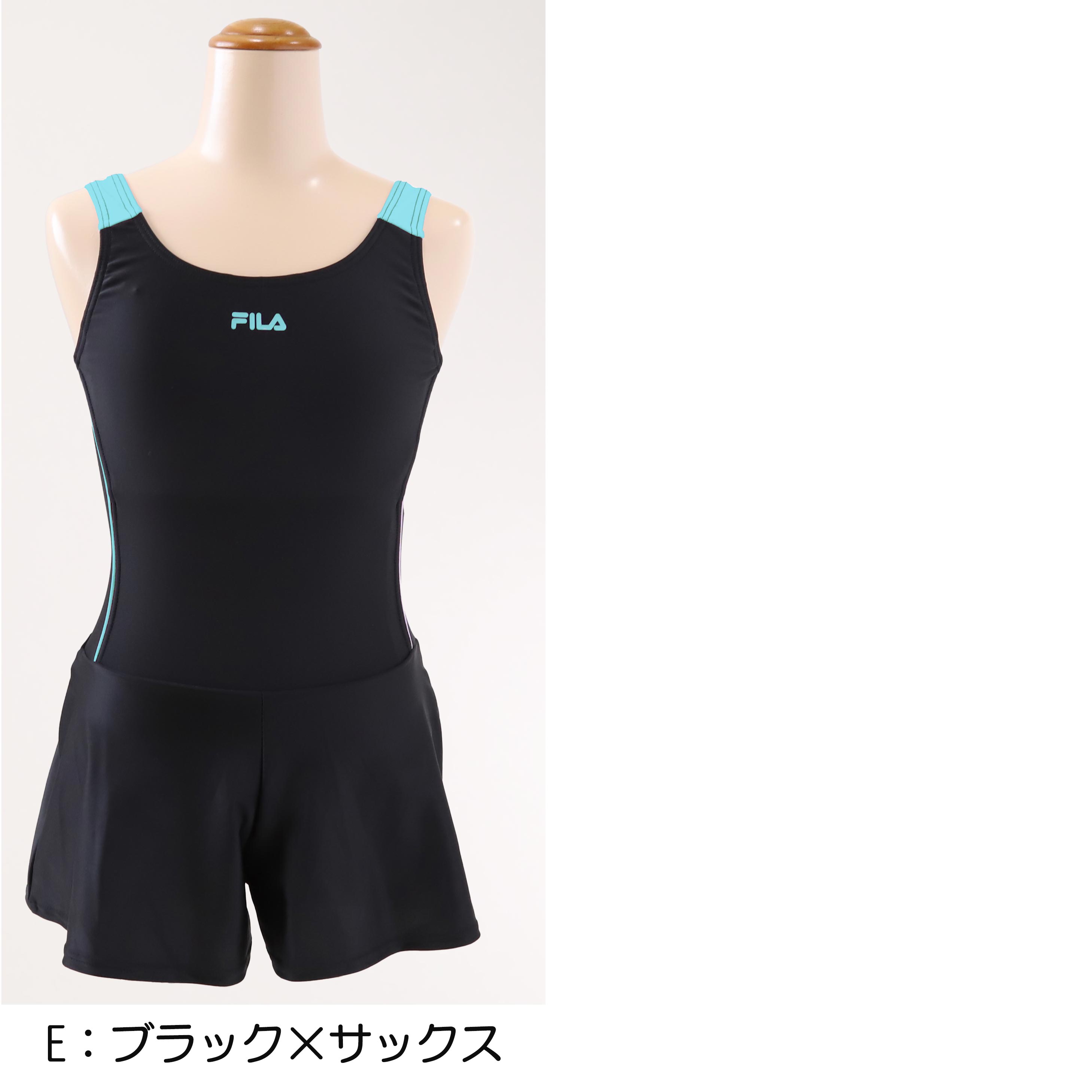 スクール水着 女の子 キュロット キッズ 水着 子供 FILA 120cm～170cm (女子 水泳 プール 夏 ワンピース シンプル 学校 スイミング 紺 黒 ピンク 水色 白)