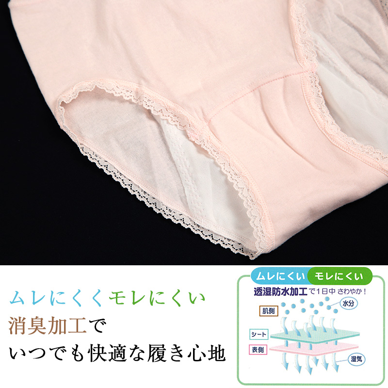 サニタリーショーツ 夜用 深め 綿 M～3L (生理用ショーツ 蒸れない 大きいサイズ 3l 生理用パンツ サニタリー ショーツ レディース インナー) (在庫限り)