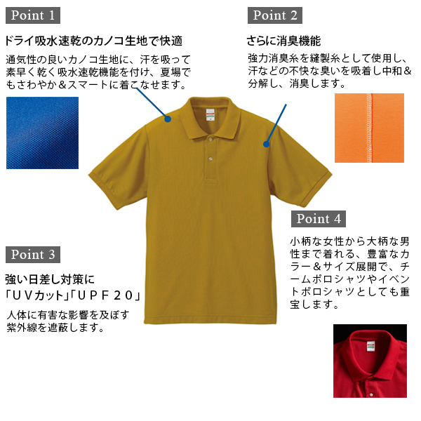 レディース 5.3オンス ドライカノコポロシャツ XS～XL (United Athle アウター シャツ カラー) (取寄せ)