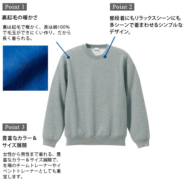 メンズ 10.0オンス T/Cクルーネックスウェット S～XXL (United Athle メンズ アウター) (取寄せ)