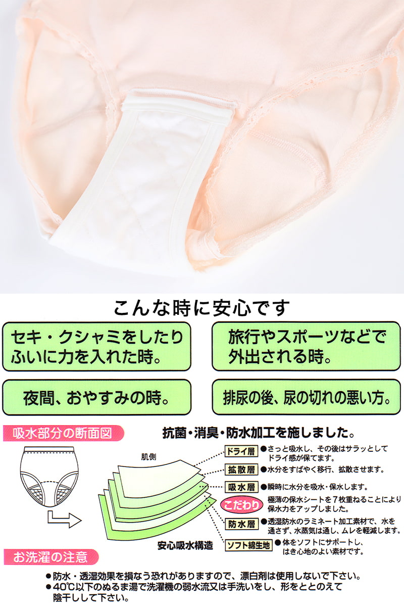 レディース 失禁腰ゴムショーツ 60cc対応 S～LL (レディース
