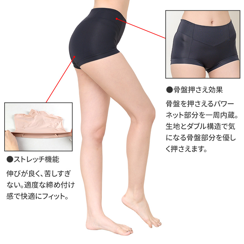 スタンダード ショーツ 美尻 大きいサイズ M L LL 3L 下着 薄着 骨盤押さえショーツ すっぽり 引き締め 骨盤 ガードルショーツ ボクサー ストレッチ サポート