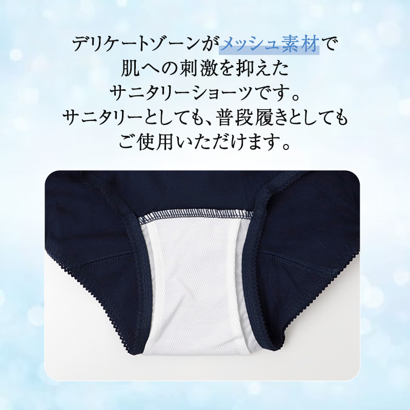 サニタリーショーツ 夜用 生理用ショーツ レディース メッシュ素材 防水布付き 羽付き対応 多い日 おしりまで防水 ストレッチ カシュクール ウエスト食い込み軽減 締め付けにくい ナイロン混 生理パンツ 生理用パンツ ナイト用 M L LL 就寝時