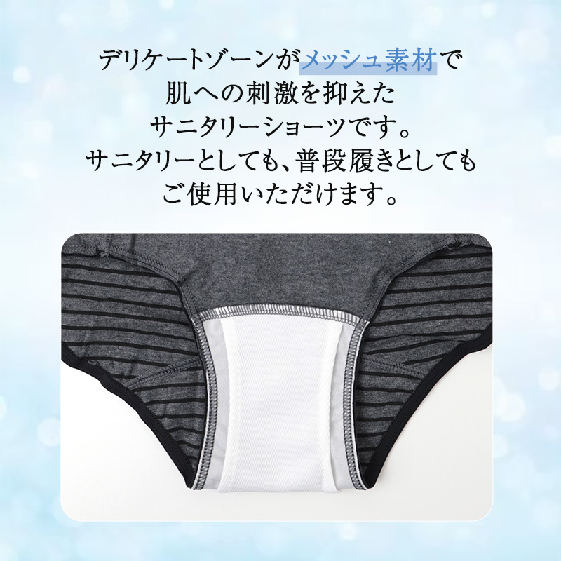 サニタリーショーツ レディース 夜用 綿混 足口レース 生理用ショーツ 防水布付き 羽つきナプキン対応 メッシュ素材 レギュラー丈 ストレッチ 就寝時 ナイト用 M L LL 女性 婦人 中学生 高校生 生理用パンツ コットン クロッチ デリケートゾーン
