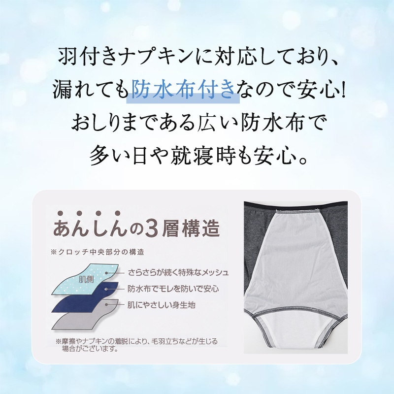 サニタリーショーツ レディース 夜用 綿混 足口レース 生理用ショーツ 防水布付き 羽つきナプキン対応 メッシュ素材 レギュラー丈 ストレッチ 就寝時 ナイト用 M L LL 女性 婦人 中学生 高校生 生理用パンツ コットン クロッチ デリケートゾーン