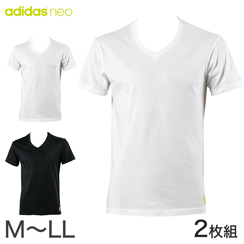 adidas 紳士 吸水速乾 VネックTシャツ 2枚組 M〜LL (フクスケ アディダス)