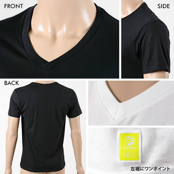 adidas 紳士 吸水速乾 VネックTシャツ 2枚組 M〜LL (フクスケ アディダス)