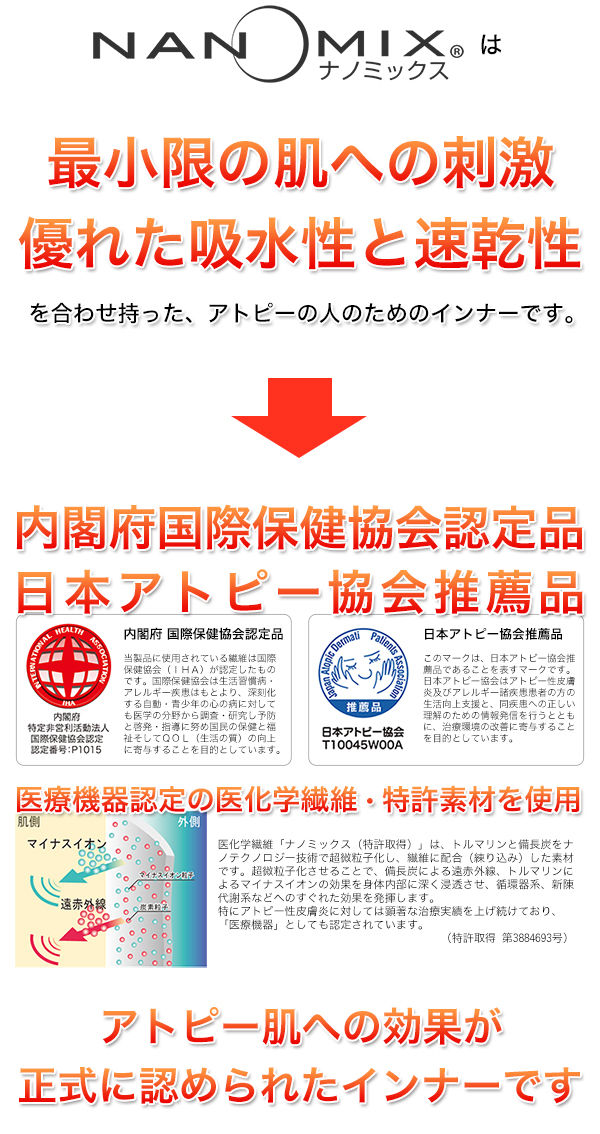 ナノミックス ベーシック レース付きロングスパッツ M〜LL (レディース 婦人 レギンス スパッツ インナー 下着 アトピー 敏感肌 乾燥肌 日本製)
